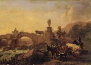 BERCHEM, Nicolaes, Italian Landscape with a Bridge